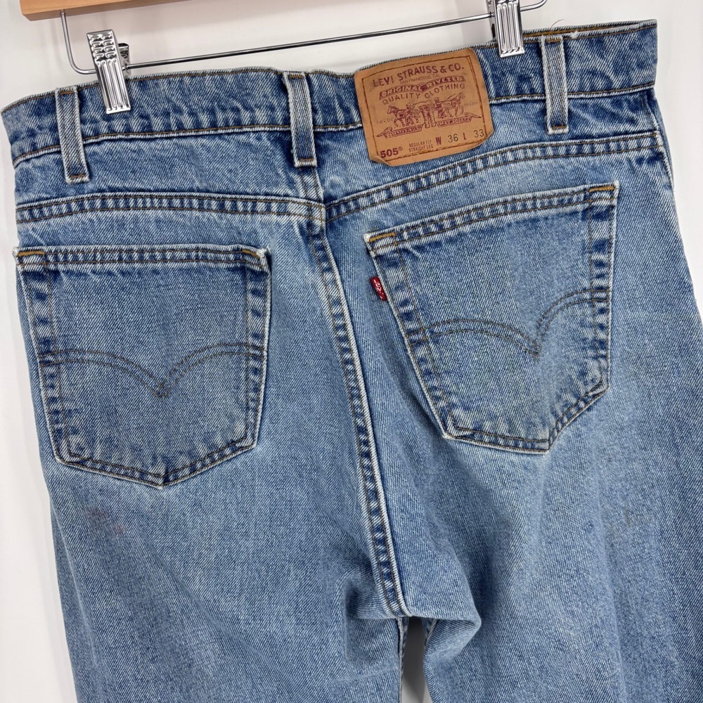 VTG 90s Levis 505 Jeans Mens 33x32 (Tag 36x33) Blue Straight Made in USA 1995